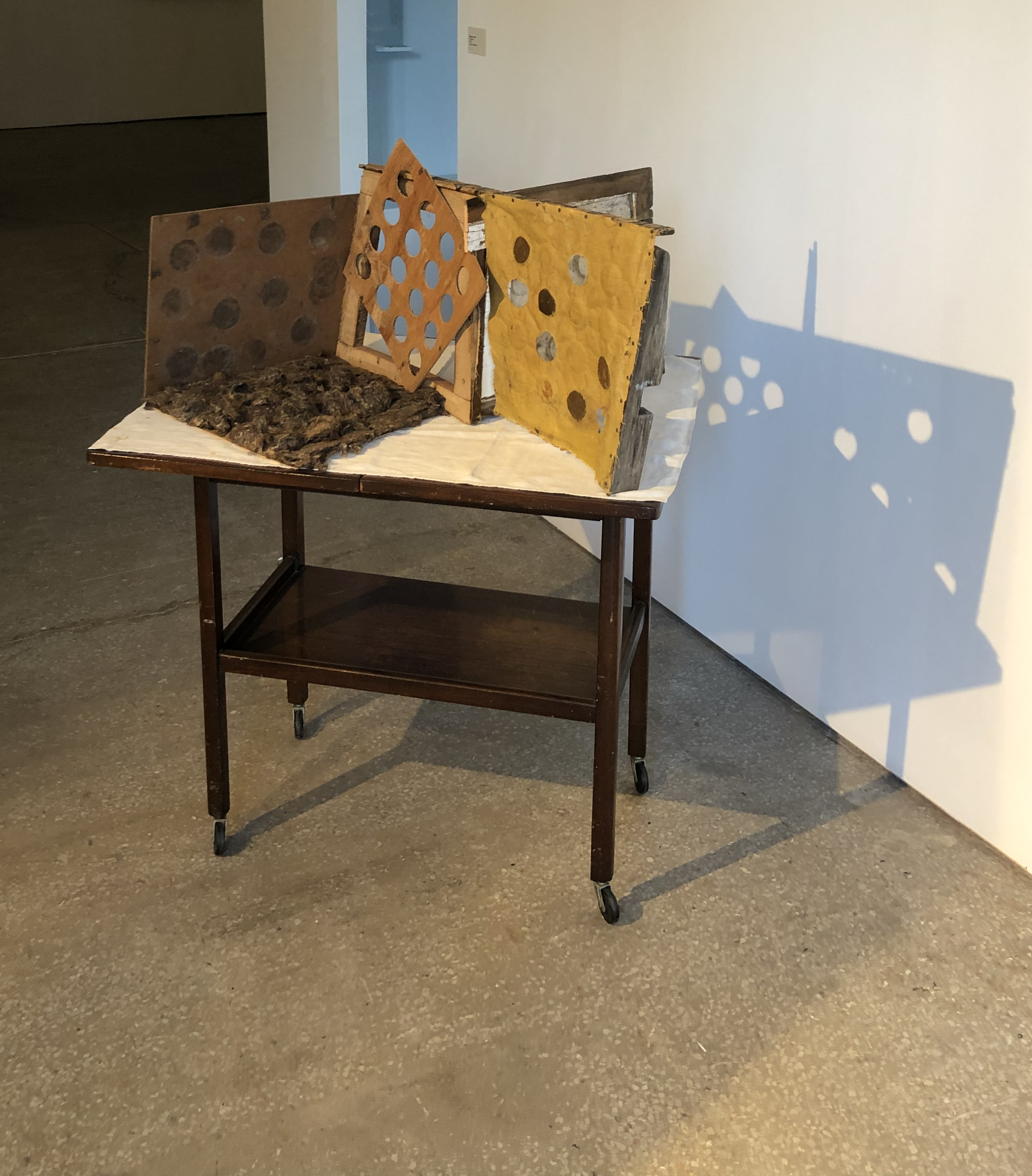 Sculpture constructed from all elements of a  deconstructed chair.