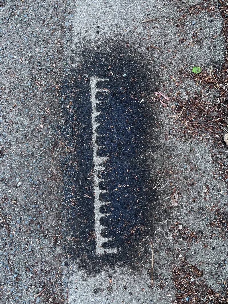 The silhouette of a rake head