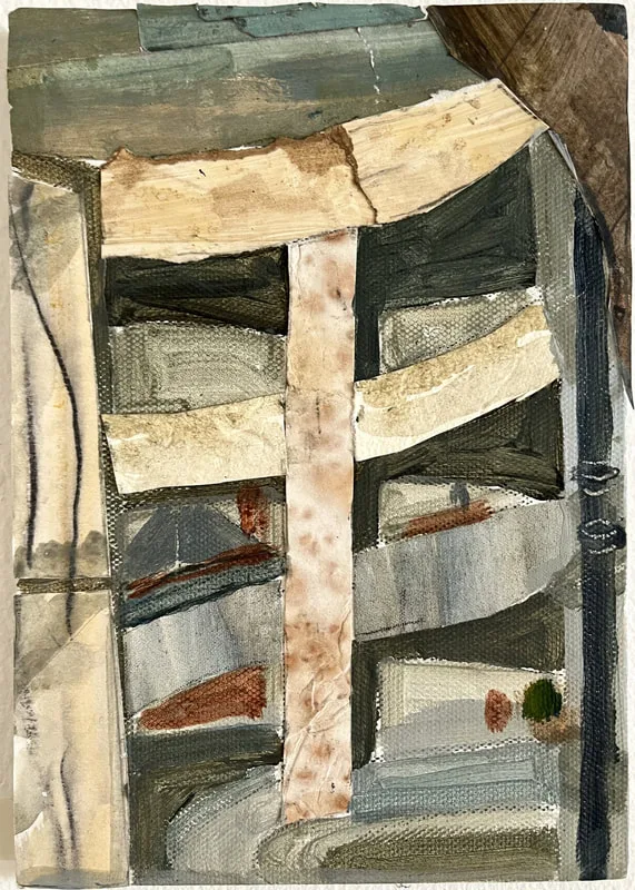 The concrete spine of the spiral ramp.