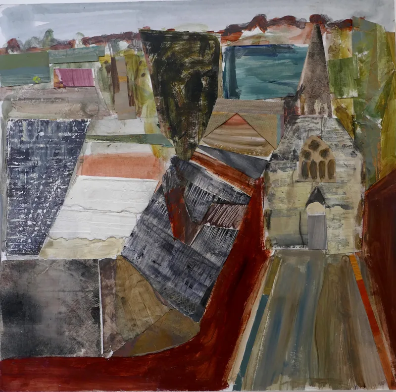 Looking down on a street scene